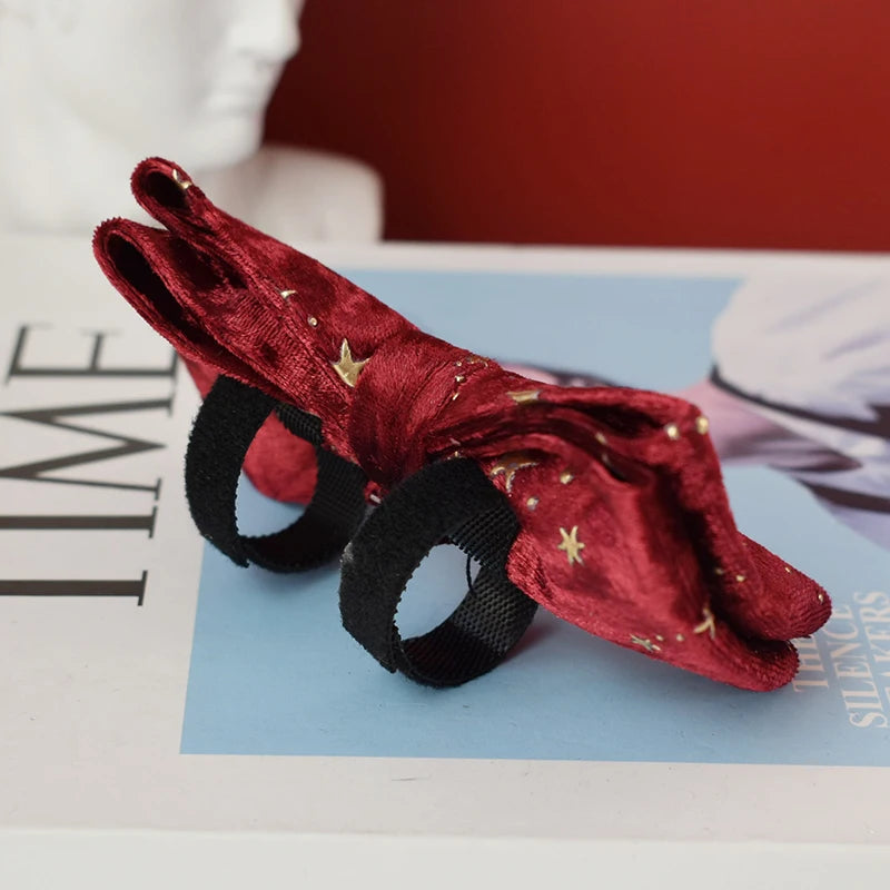 Collier chien velours bordeaux personnalisé étoiles