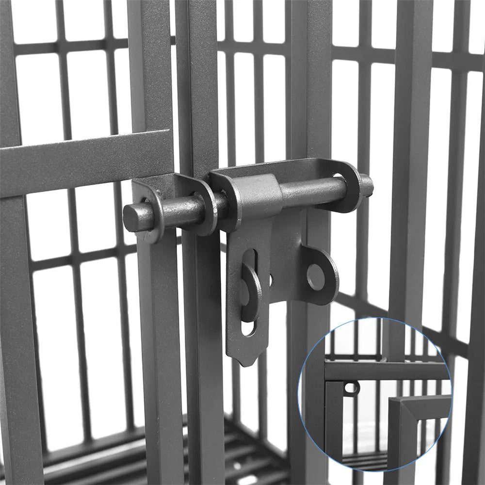 Cage chien métal robuste 3 portes roulettes bac amovible