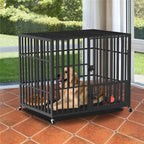 Cage chien métal robuste 3 portes roulettes bac amovible