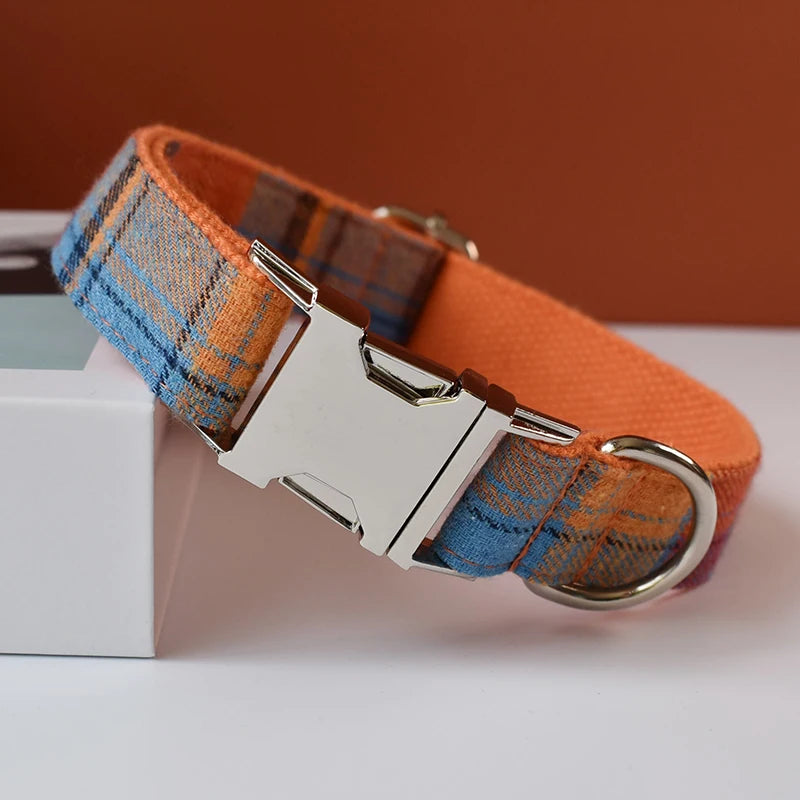 Collier chien luxe à carreaux personnalisé