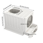 Bac litière chat XL entrée haut fermée anti-éclaboussures