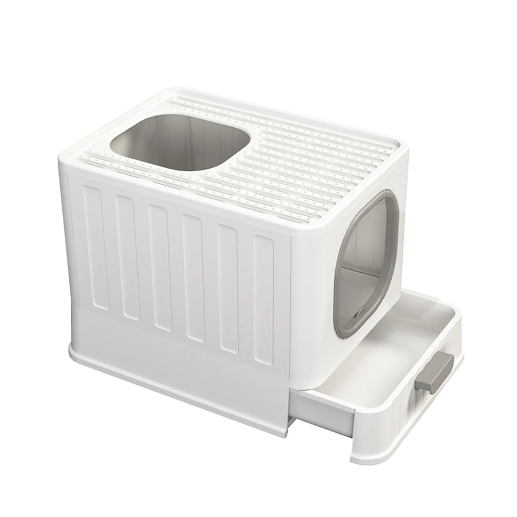 Bac litière chat XL entrée haut fermée anti-éclaboussures