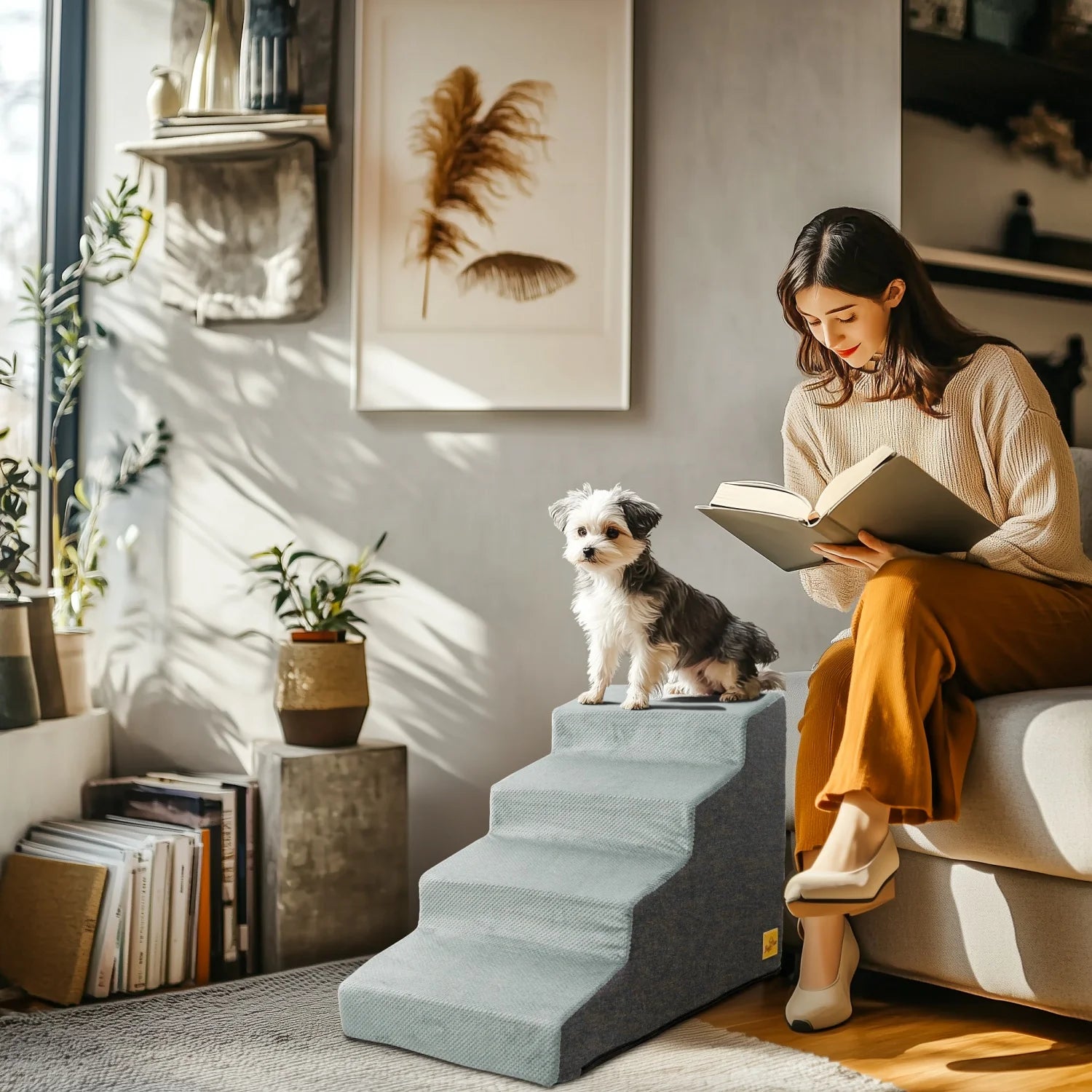 Escaliers antidérapants pour petit chien – Accès sécurisé canapé & lit