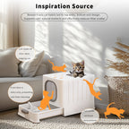 Bac litière chat XL entrée haut fermée anti-éclaboussures