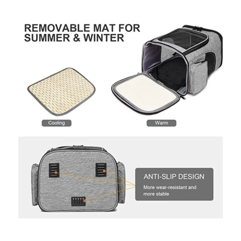 Sac à dos transport animal respirant extensible