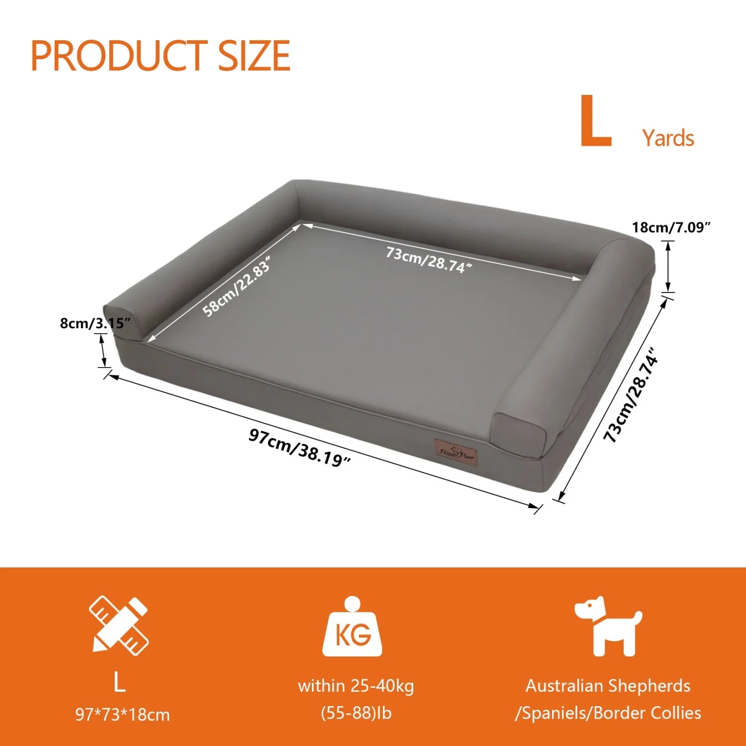 Lit chien canapé cuir microfibre M–2XL rebords