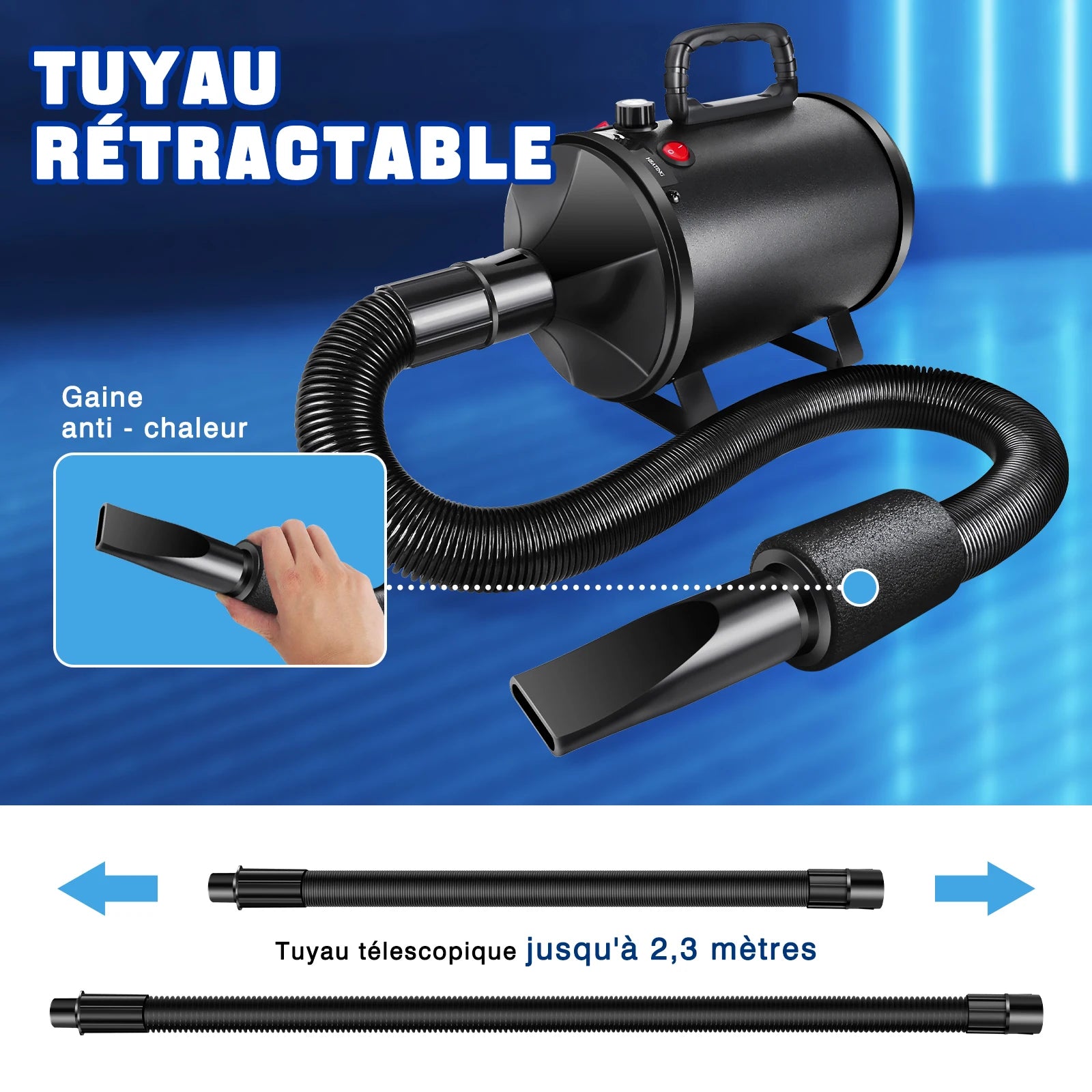 Souffleur toilettage chien chat 3500W vitesse réglable