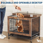 Cage chien meuble design bois 26 pouces table d’appoint