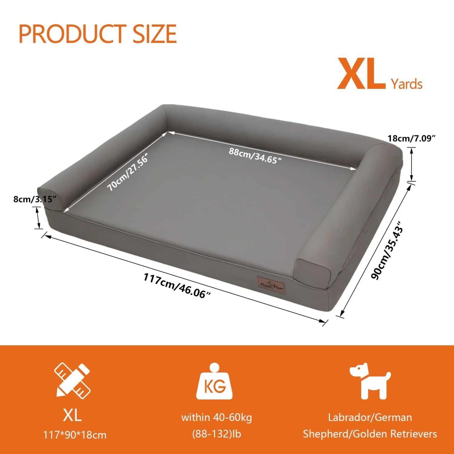 Lit chien canapé cuir microfibre M–2XL rebords