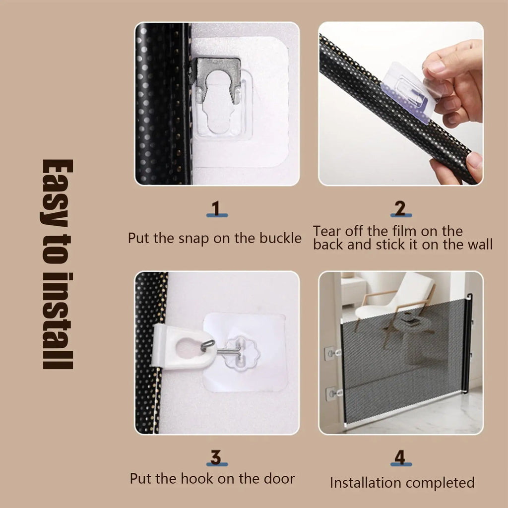 Barrière sécurité rétractable 49 pouces sans perçage