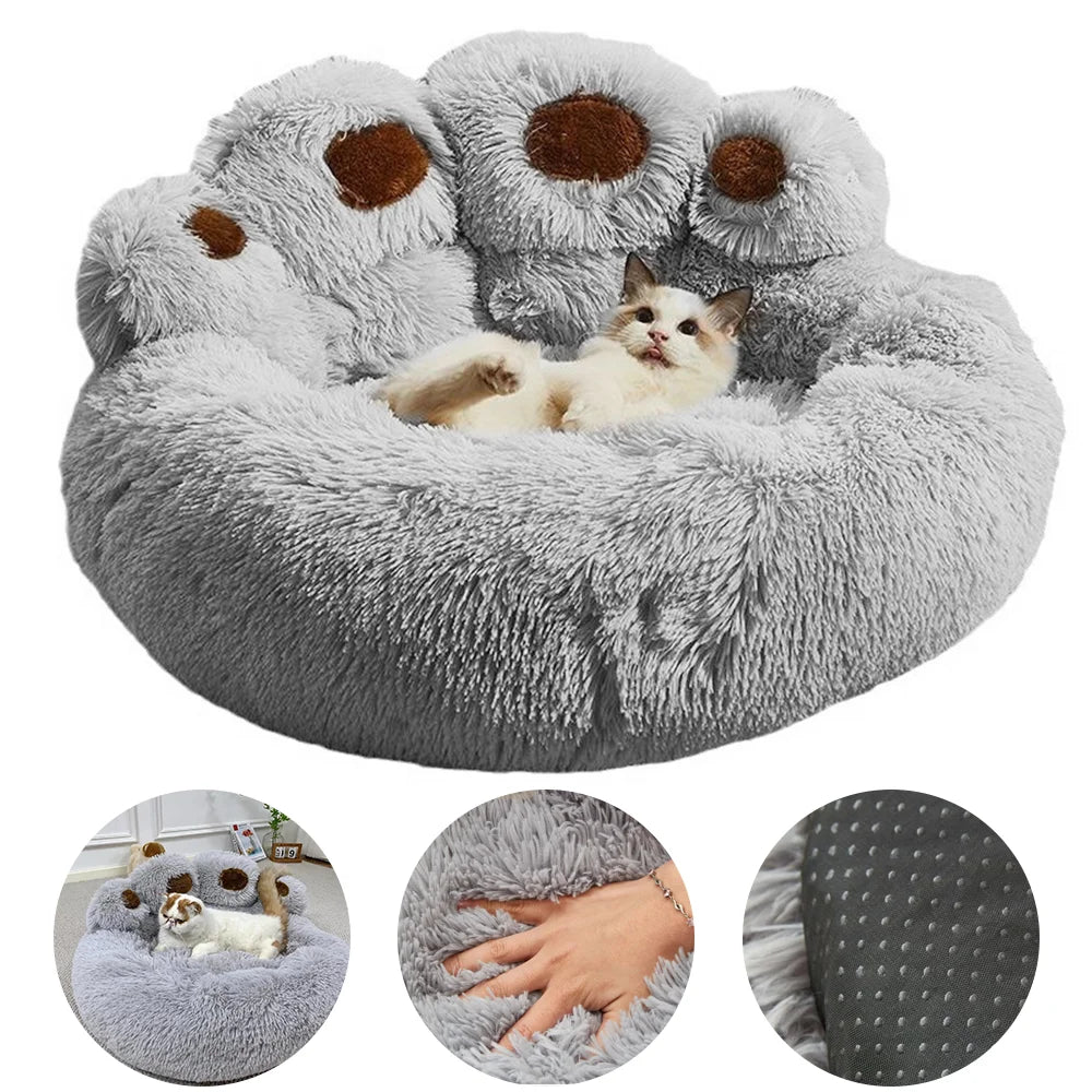 Lit chien peluche patte d’ours hiver S–XL