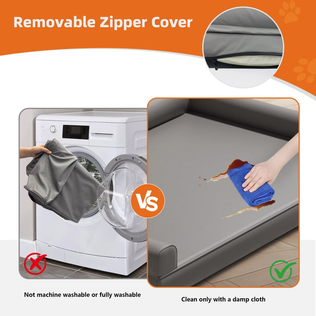 Lit chien canapé cuir microfibre M–2XL rebords