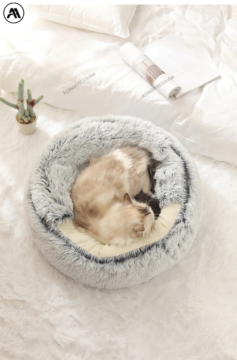 Nid cocon ultra-moelleux pour chat – Chaleur & sécurité absolues