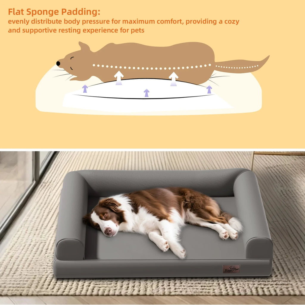 Lit chien canapé cuir microfibre M–2XL rebords