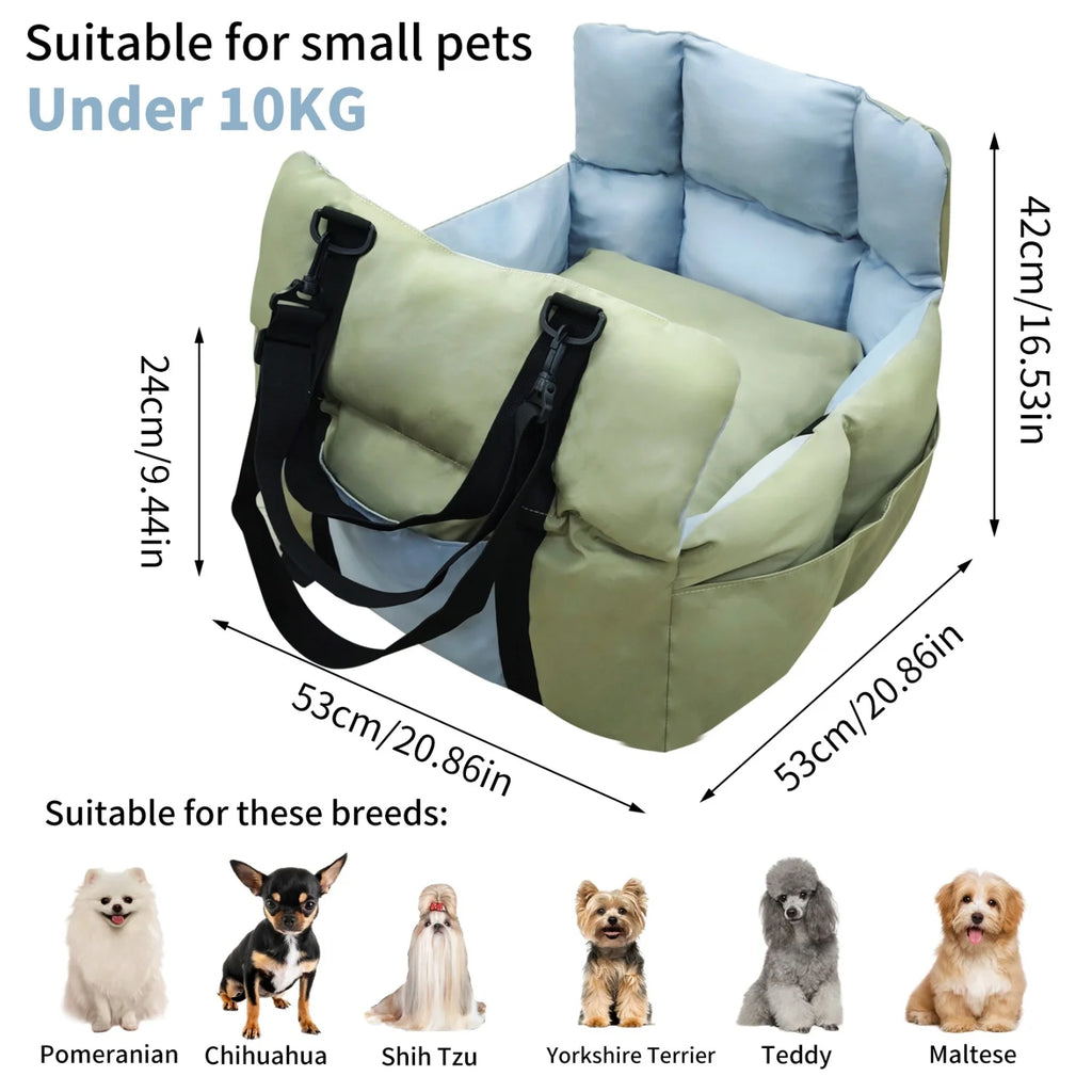 Siège auto chien ultra doux sécurisé poches rangement
