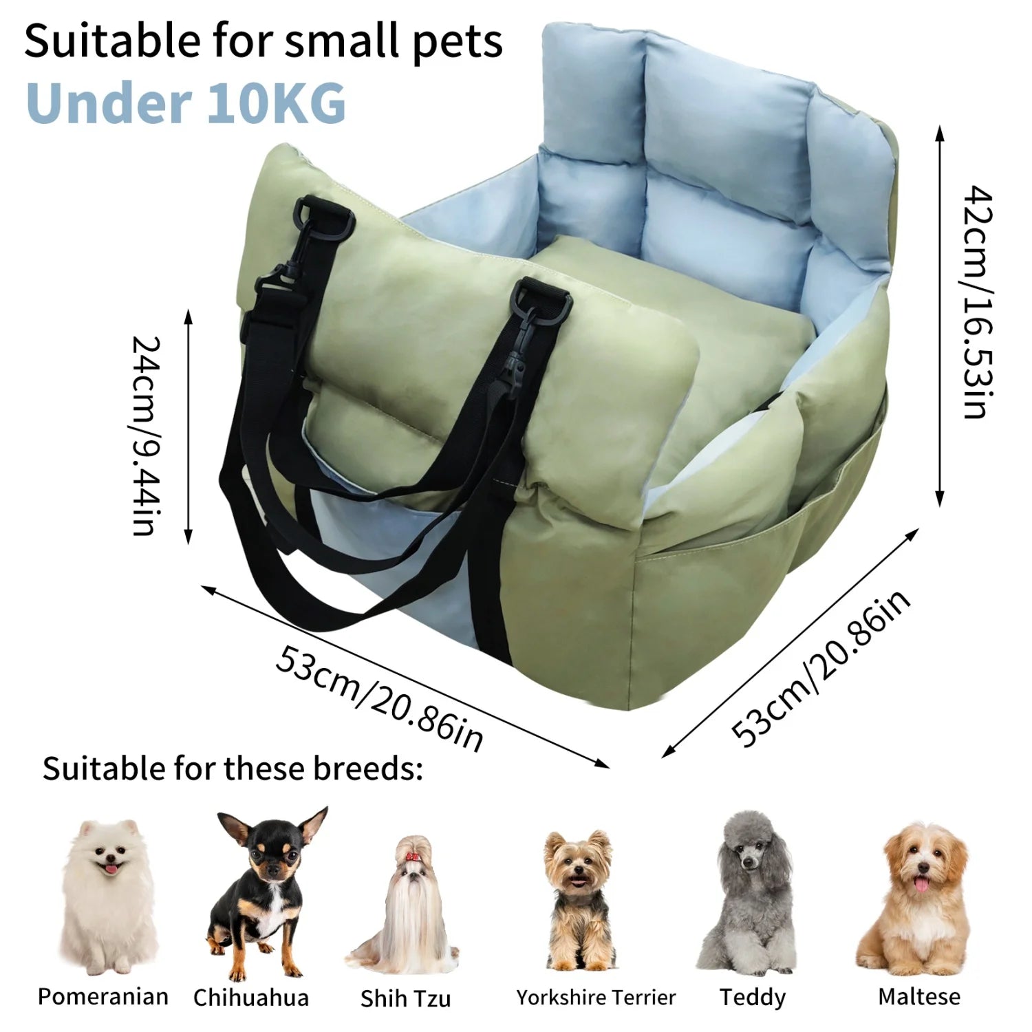 Siège auto chien ultra doux sécurisé poches rangement