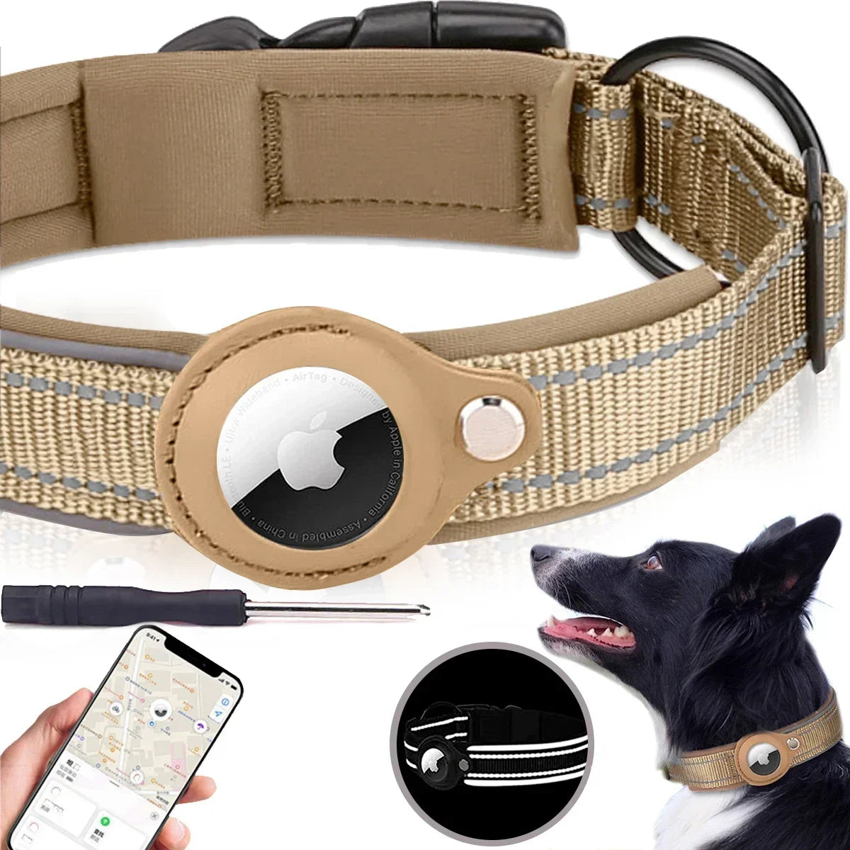 Collier AirTag chien chat anti-perte réfléchissant étanche