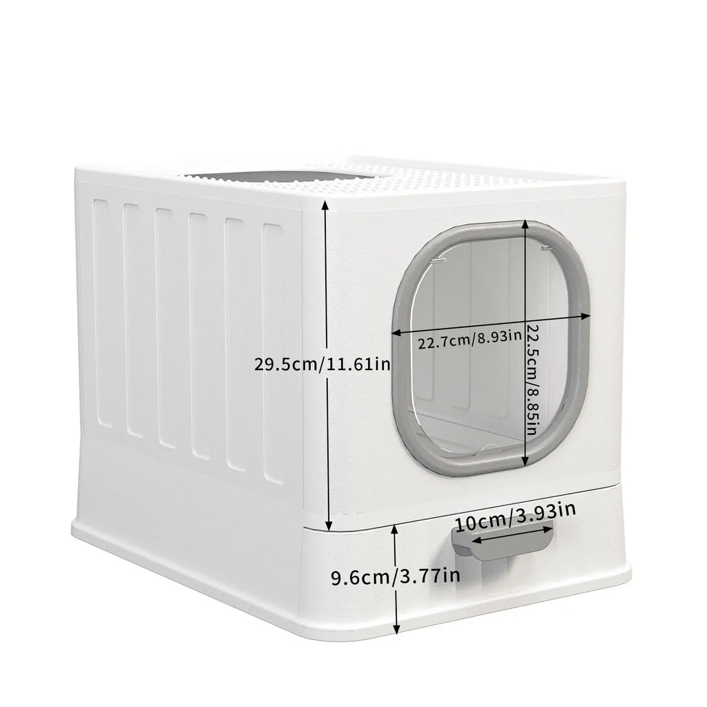 Bac litière chat XL entrée haut fermée anti-éclaboussures