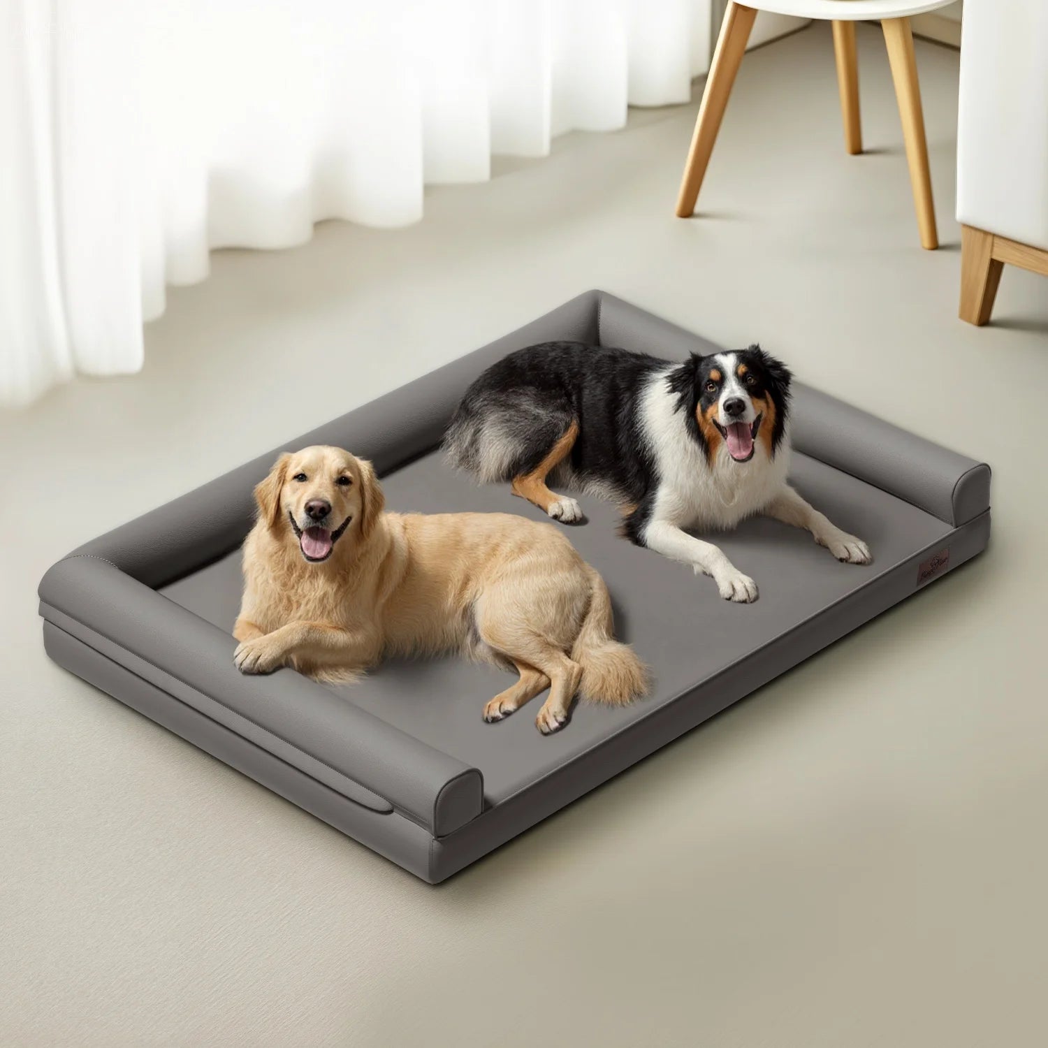 Lit chien canapé cuir microfibre M–2XL rebords