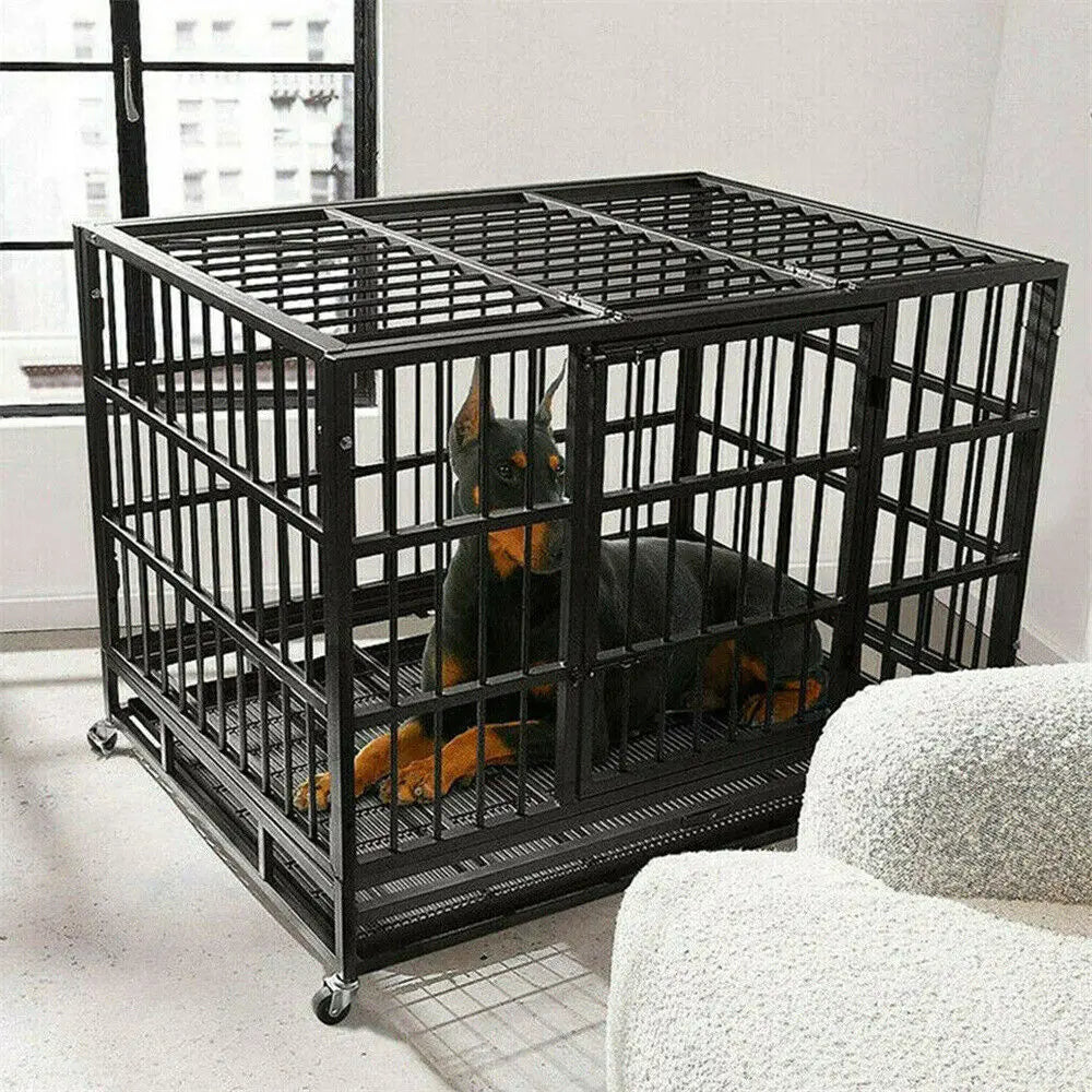 Cage chien métal L–XXL roulettes verrouillables