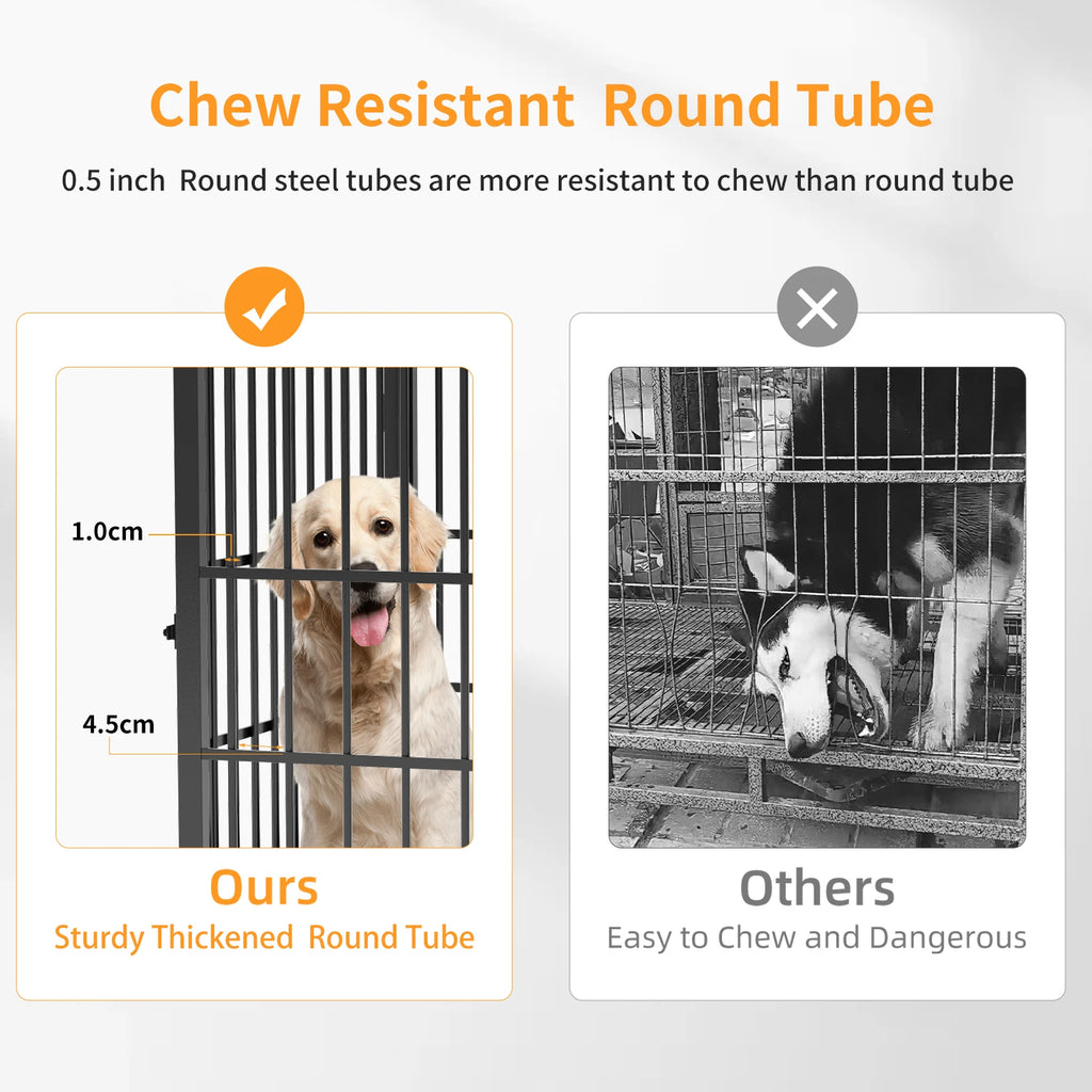 Cage chien meuble métal bois 3 portes bac amovible