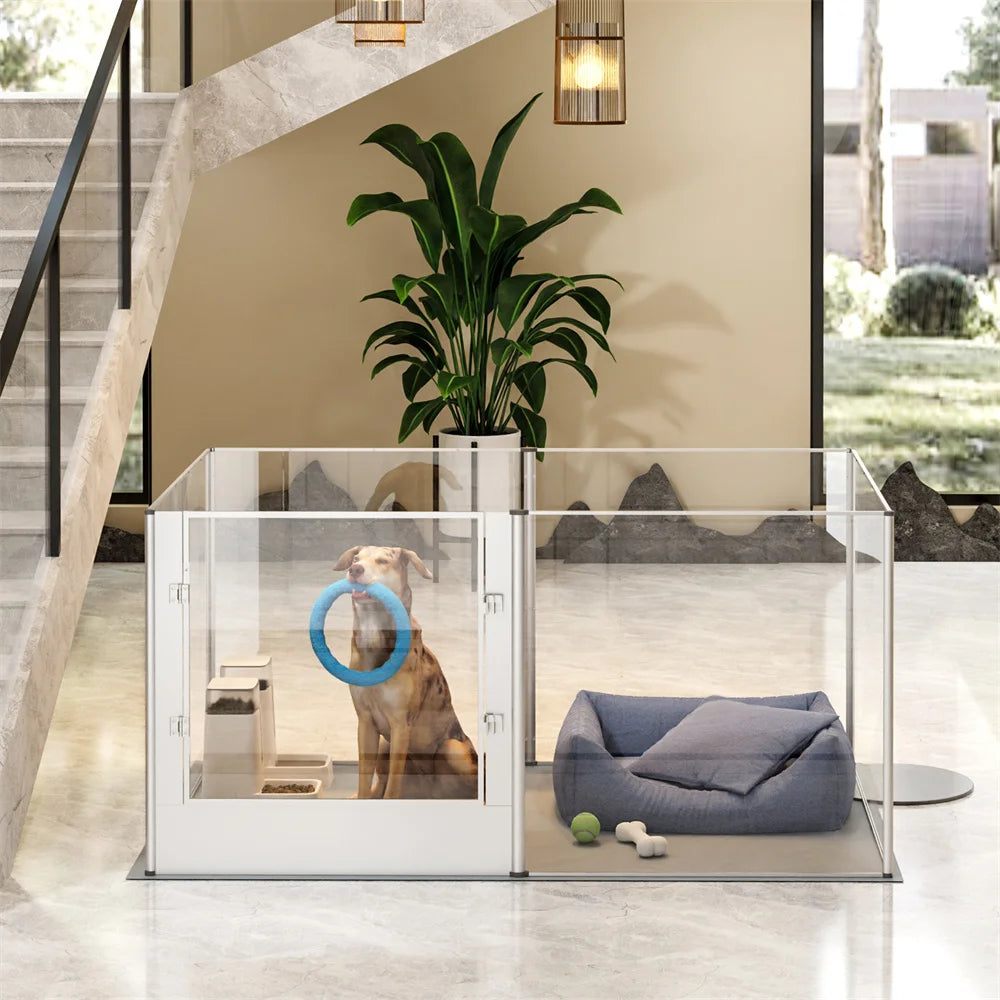 Parc chien acrylique transparent mise bas imperméable