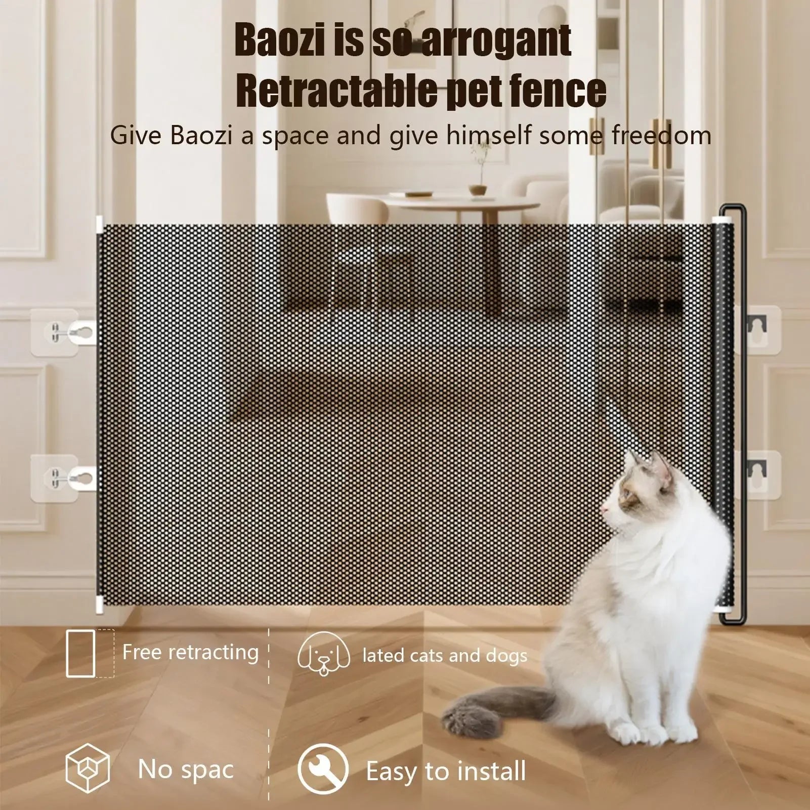 Barrière sécurité rétractable 49 pouces sans perçage