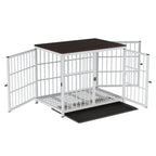 Cage chien meuble métal bois 3 portes bac amovible