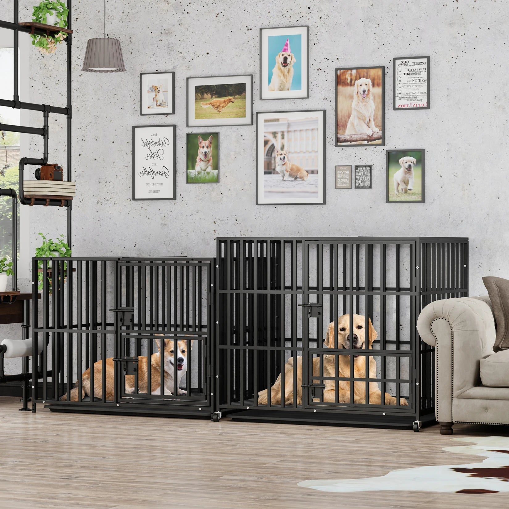 Cage chien XL empilable double niveau roulettes