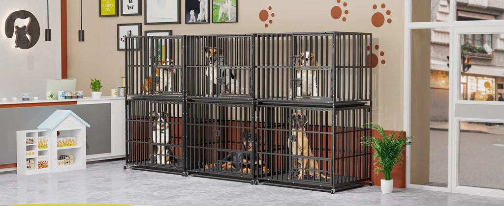 Cage chien XL empilable double niveau roulettes