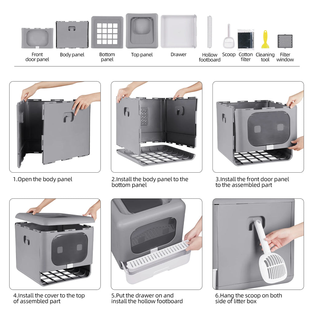 Bac litière chat design entrée haut/avant tiroir