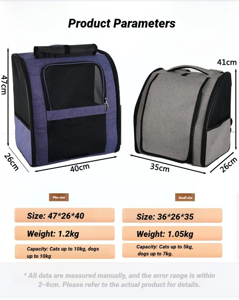 Sac à dos transport chat maille respirante léger