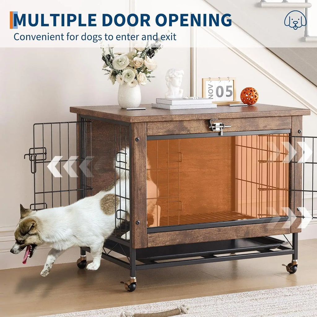 Cage chien meuble design bois 26 pouces table d’appoint