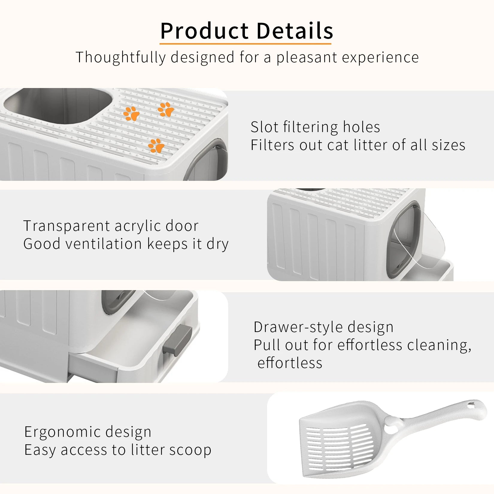 Bac litière chat XL entrée haut fermée anti-éclaboussures