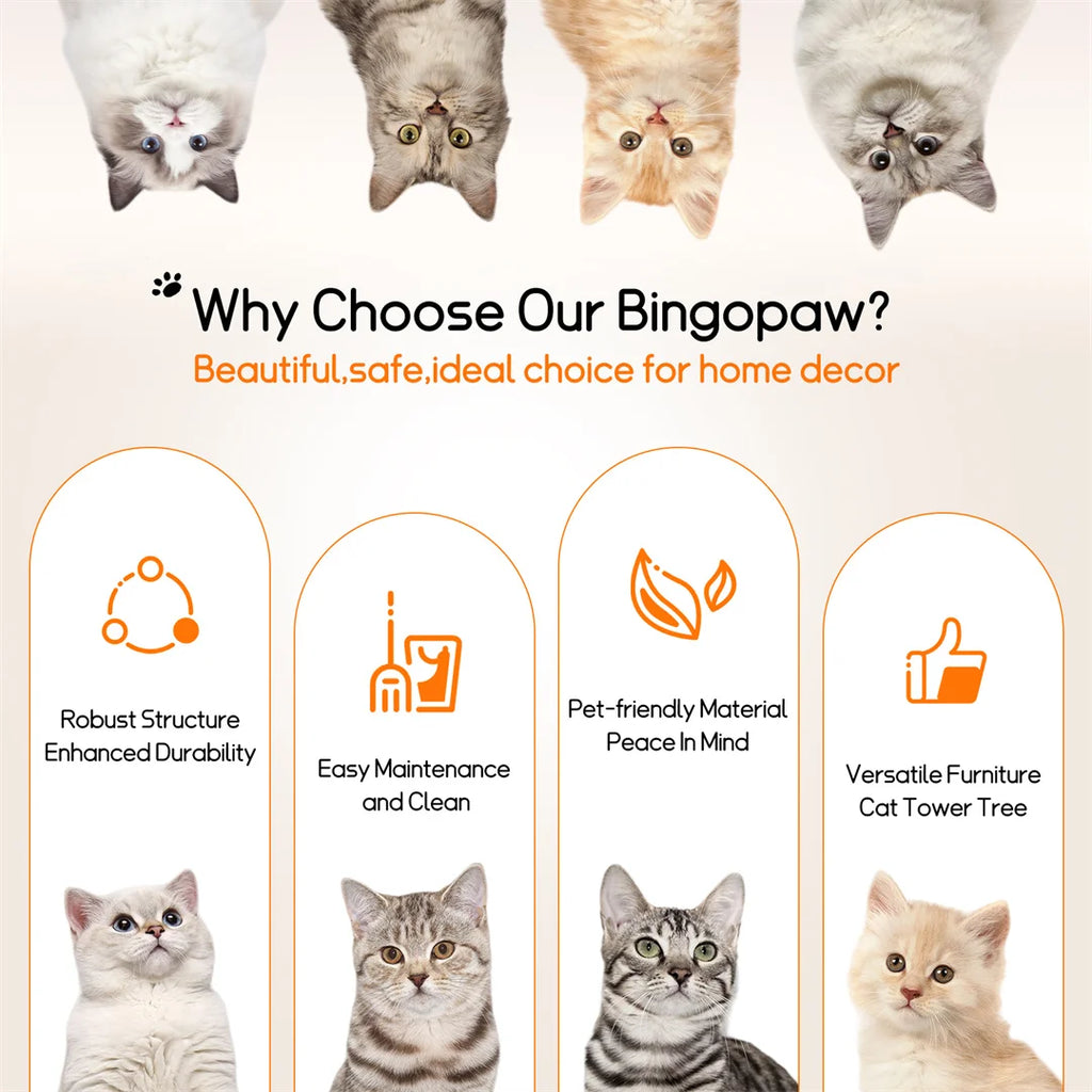 Arbre à chat moderne 110cm bois massif griffoir