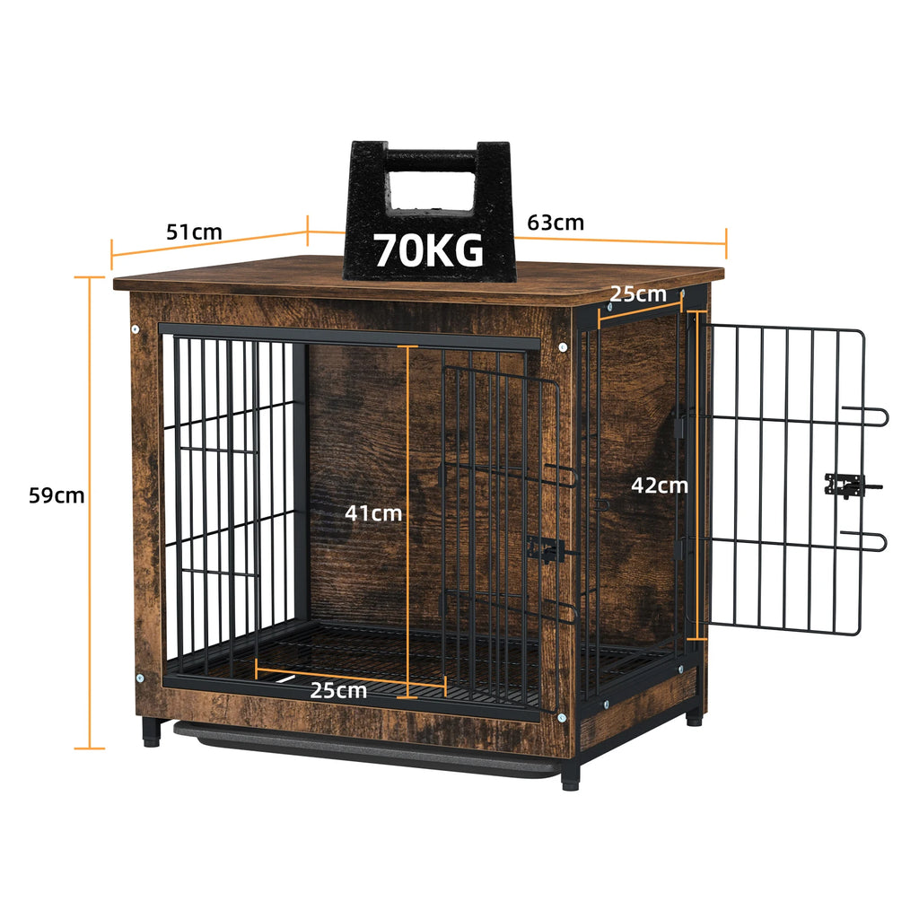 Cage chien meuble bois métal S–L portes doubles