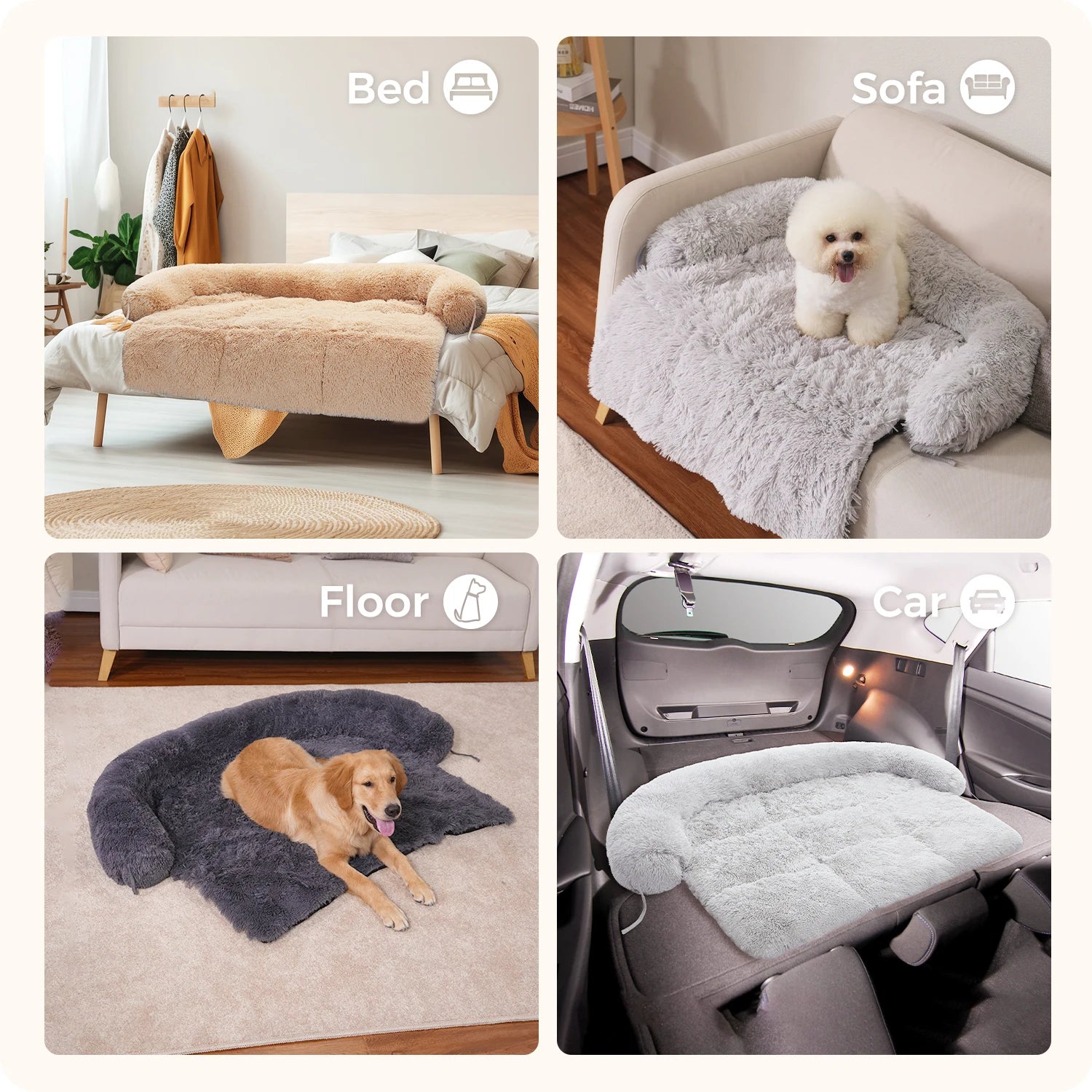 Tapis lit moelleux chien chat chaud hiver lavable