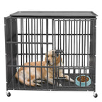 Cage chien métal robuste 3 portes roulettes bac amovible