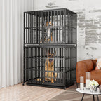 Cage chien XL empilable double niveau roulettes