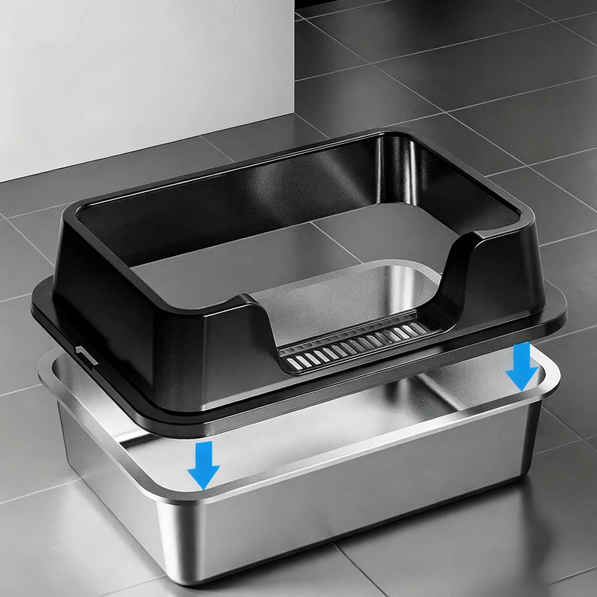 Bac litière chat inox XL