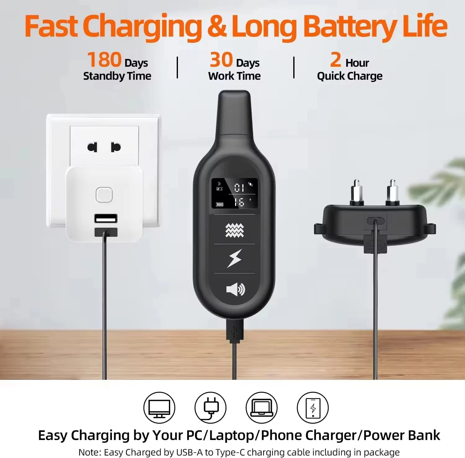 Collier dressage chien 1000 m étanche rechargeable