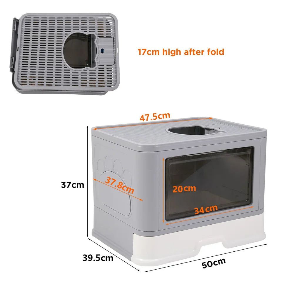 Bac litière chat XL tiroir entrée haut anti-éclaboussures