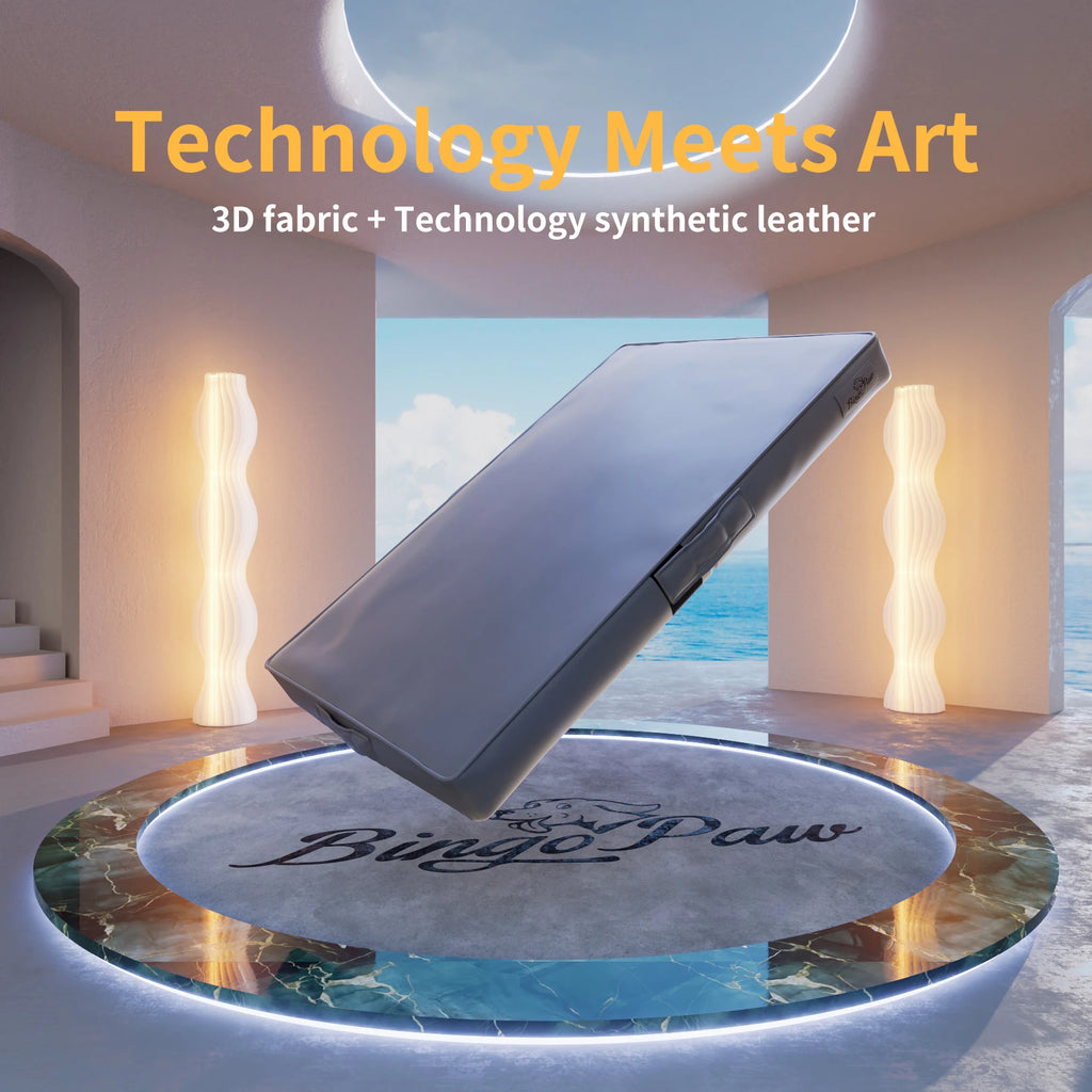 Lit pliable chien cuir microfibre résistant morsures 3D