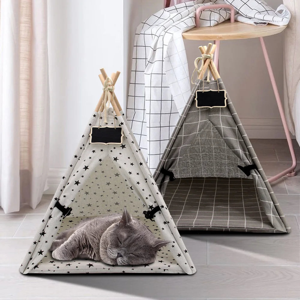 Tipi portable chien chat maison-tente intérieur extérieur