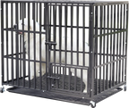 Cage chien métal robuste 3 portes roulettes bac amovible