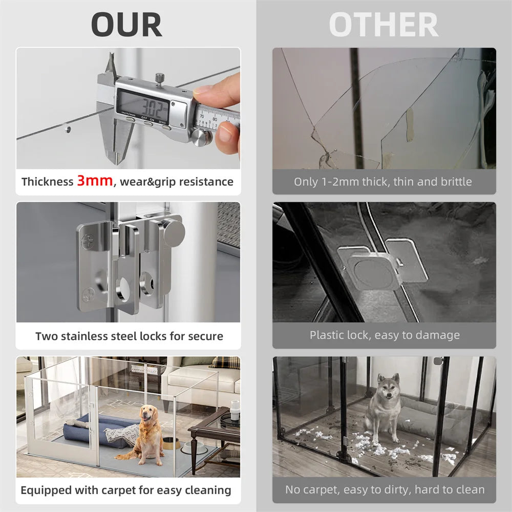 Parc chien acrylique transparent mise bas imperméable