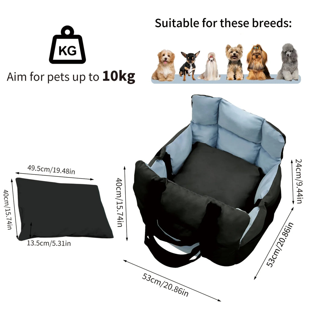 Siège auto chien ultra doux sécurisé poches rangement