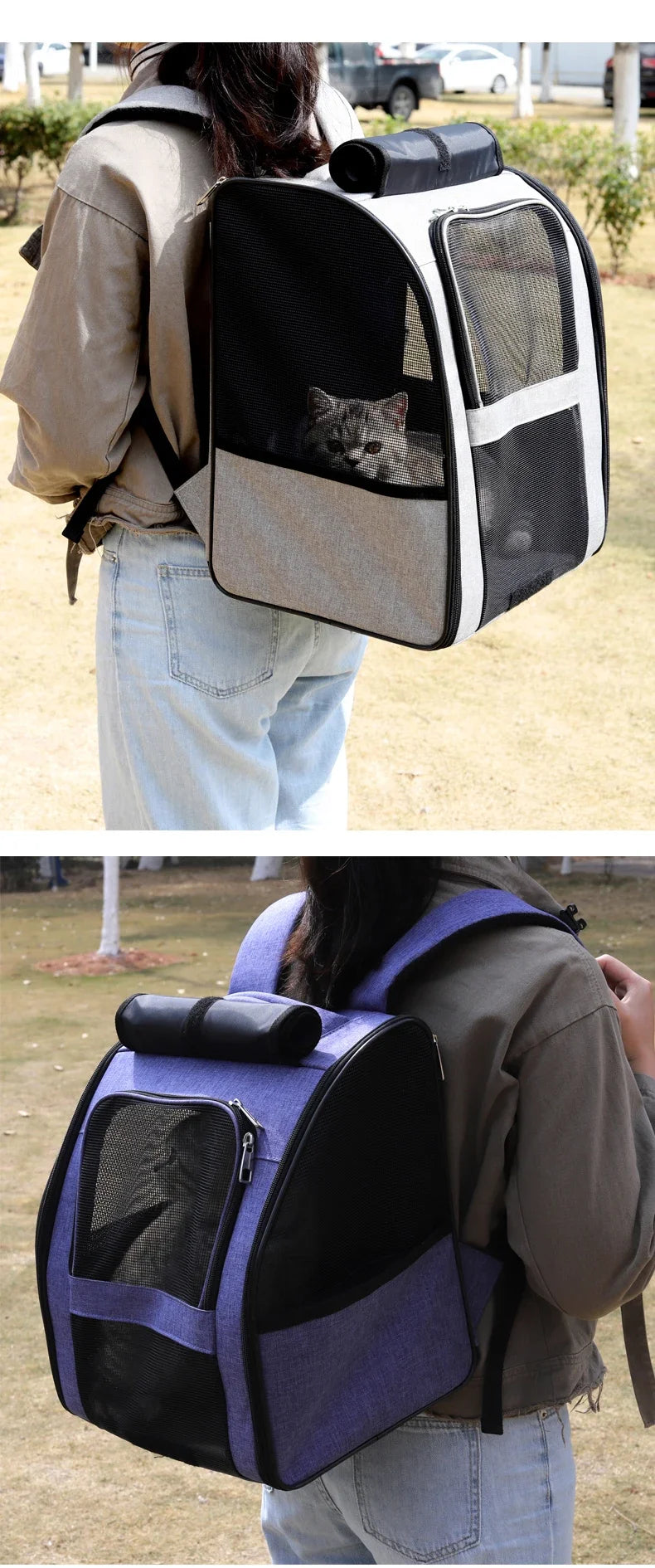 Sac à dos transport chat maille respirante léger