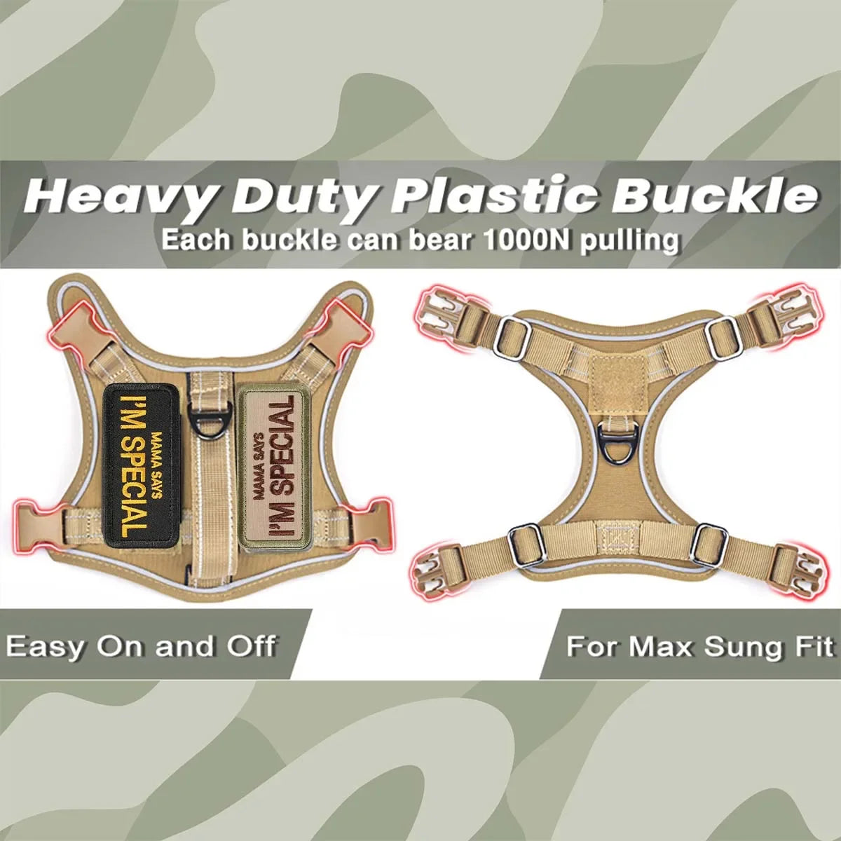 Harnais tactique pour petits chiens – gilet militaire pour chien d’assistance avec poignée verticale et bandes réfléchissantes, pour l’entraînement en extérieur.