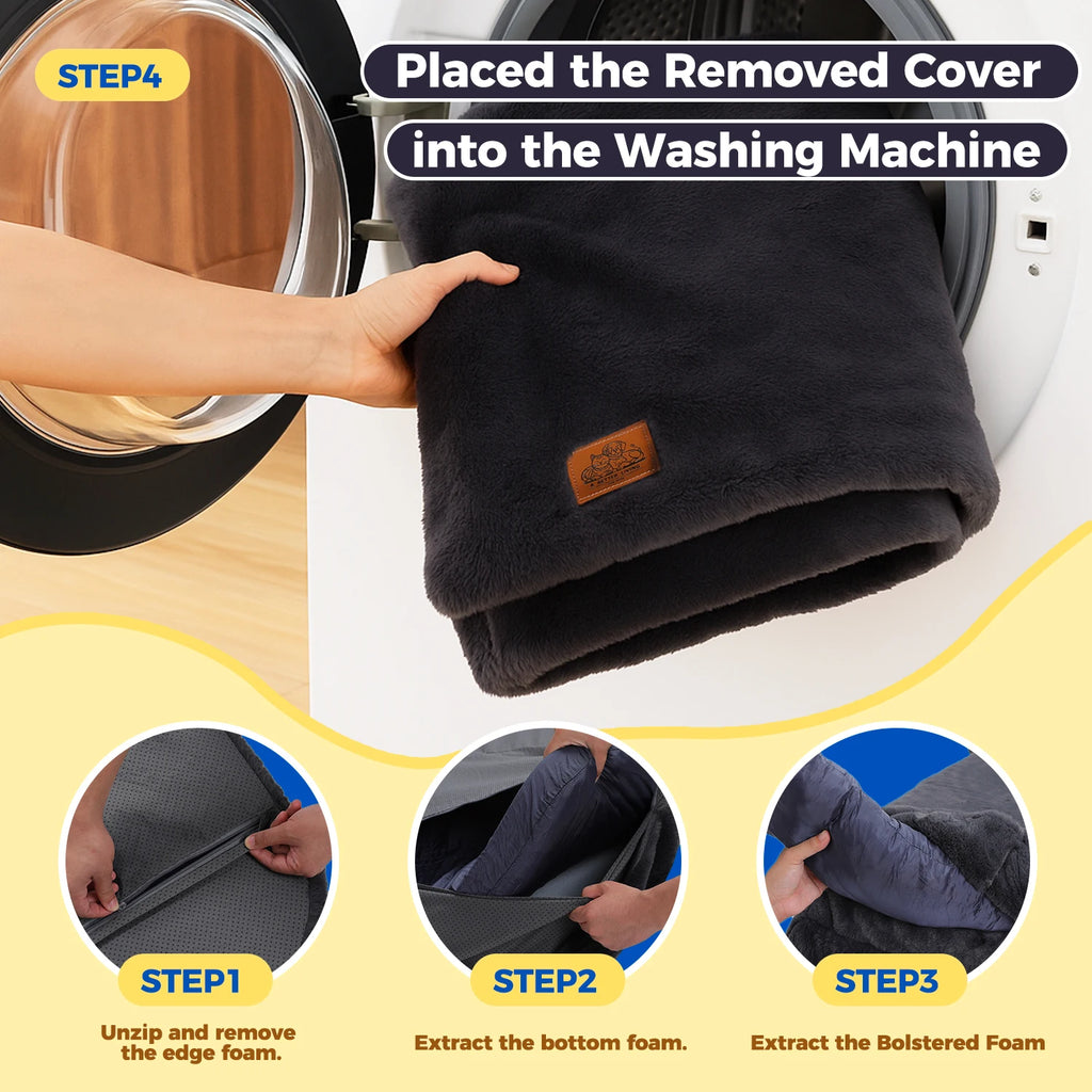 Lit chien pliable peluche lavable antidérapant